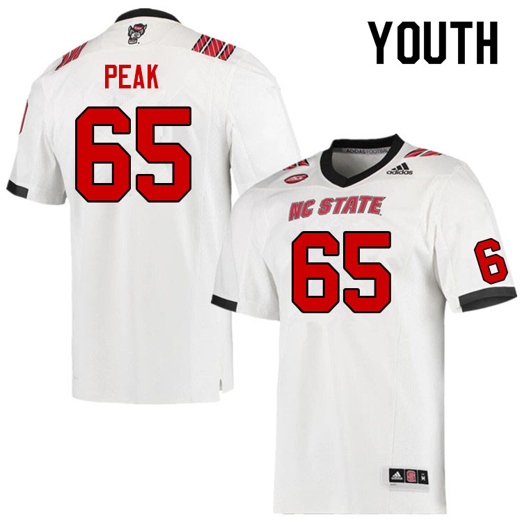 Youth #65 Jacarrius Peak NC State Wolfpack College Football Jerseys Sale-White - Click Image to Close